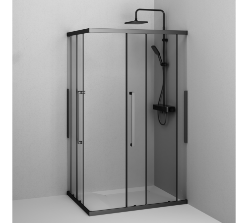 Душевое ограждение AM.PM Func 120x90 см профиль черный стекло прозрачное W84G-403-12090-BT