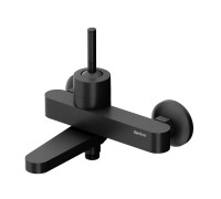 Смеситель для ванны и душа AM.PM Arc с поворотным изливом матовый черный 291000300