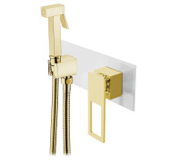 Гигиенический душ со смесителем встраиваемый Boheme Q белый/золото 147-WG