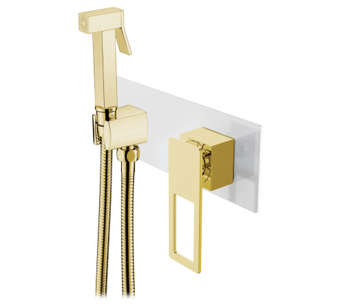 Гигиенический душ со смесителем встраиваемый Boheme Q белый/золото 147-WG