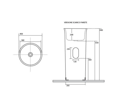 Раковина Kerasan The New Yorker 40х89 см свободностоящая слив в стену белый 564501