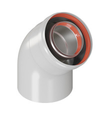 Отвод промежуточный коаксиальный Krats 45° 60/100 мм M/F CW-45-01