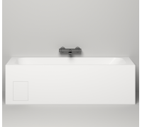 Ванна встраиваемая Salini ORLANDA KIT 1800x800x600 мм S-Sense матовая белая с сифоном и экраном №4 люк слева 102112MN