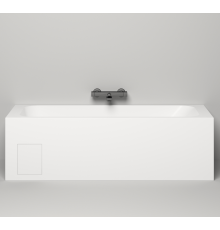 Ванна встраиваемая Salini ORLANDA KIT 1800x800x600 мм S-Sense матовая белая с сифоном и экраном №4 люк слева 102112MN