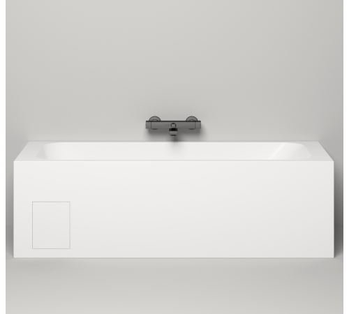 Ванна встраиваемая Salini ORLANDA KIT 1800x800x600 мм S-Sense матовая белая с сифоном и экраном №4 люк слева 102112MN