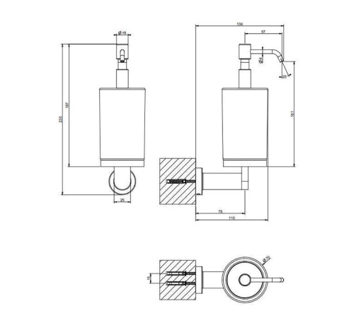 Дозатор для жидкого мыла подвесной Gessi Emporio Accessories сатинированное стекло хром 38815#031