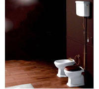 Унитаз напольный SIMAS Arcade 36.5х55 см выпуск в пол с верхним бачком белый/золото AR801bi/AR802bi/R01oro