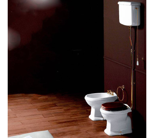 Унитаз напольный SIMAS Arcade 36.5х55 см выпуск в пол с верхним бачком белый/золото AR801bi/AR802bi/R01oro