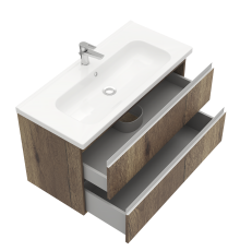 Тумба под раковину подвесная Laparet ELECTRA 100 для раковины Creavit Ideal 100 дуб Рока LE-WCAB-100-222