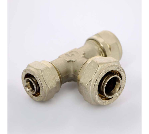 Тройник обжимной никелированный Uni-Fitt 16х20х16 мм 666N6760