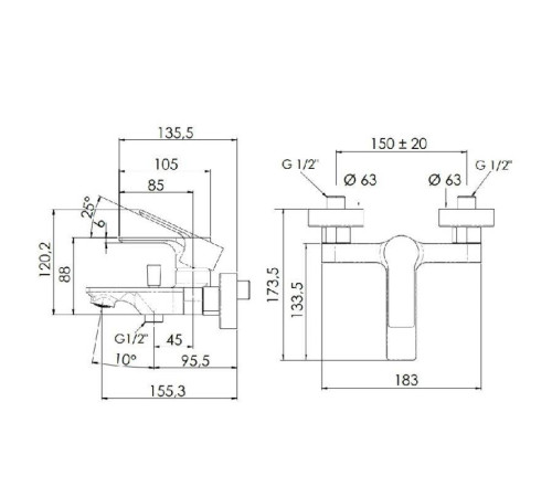 Смеситель для ванны Remer Energy с душевым набором хром EY02