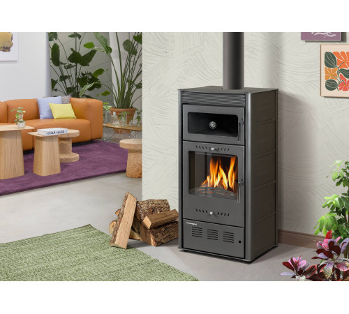 Печь-камин с духовкой Hosseven ROSE OVEN Anthracite А5066