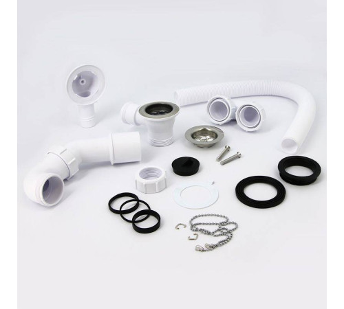 Слив-перелив для ванны McAlpine L 368 мм x 34 мм с пробкой и цепочкой MRB1