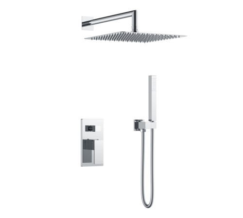 Душевой комплект встраиваемый Boheme Qubic со смесителем и верхним душем chrome 474-3-CR