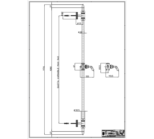 Душевая штанга BOSSINI LIBERTY 110 см хром D19000.030