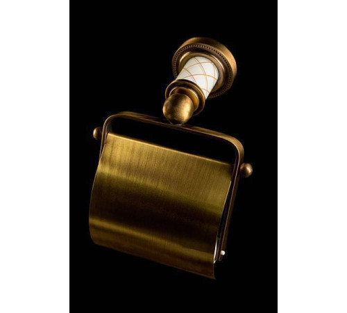 Держатель туалетной бумаги подвесной Boheme Murano с крышкой бронза 10901-W-BR