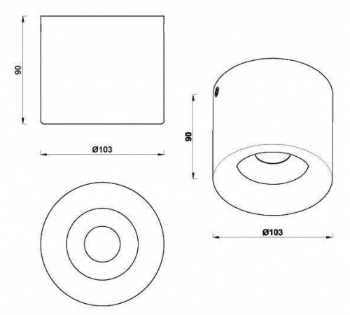 Накладной светильник iLedex Metrica 113-12W-D100-3000K-24DG-BK