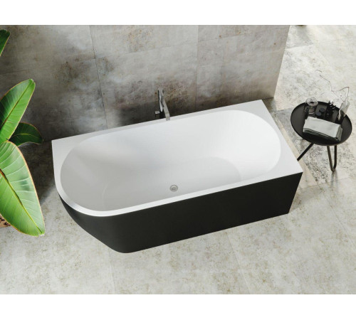Ванна акриловая Aquanet Family Elegant B 1800x800 мм со сливом-переливом White/Black Matte 3806-N-GW-MB