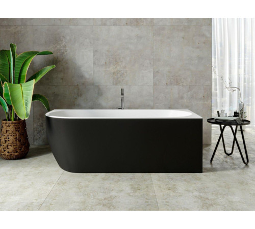 Ванна акриловая Aquanet Family Elegant B 1800x800 мм со сливом-переливом White/Black Matte 3806-N-GW-MB