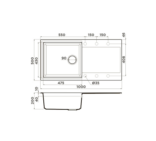 Кухонная мойка Omoikiri Sakaime 100-WH Tetogranit 100x50 см белый 4993887