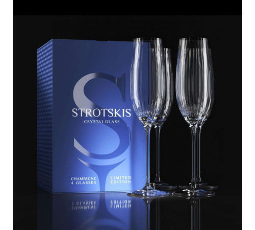 Хрустальные бокалы Strotskis Adajio, шампанское (4 шт.) 0603/4