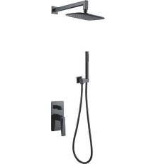 Душевая система Boheme Venturo встраиваемая со смесителем верхним и ручным душем темная сталь 374-SGM