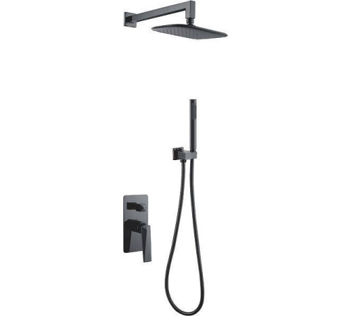 Душевая система Boheme Venturo встраиваемая со смесителем верхним и ручным душем темная сталь 374-SGM