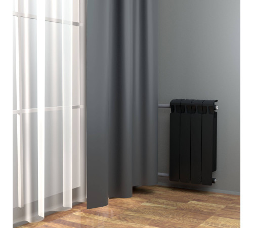 Радиатор биметаллический Rifar Monolit 500 4 секции боковое подключение антрацит Н11624