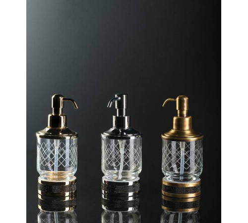 Дозатор для жидкого мыла Boheme Royal Cristal настольный хром черный кристалл 10929-CR-B