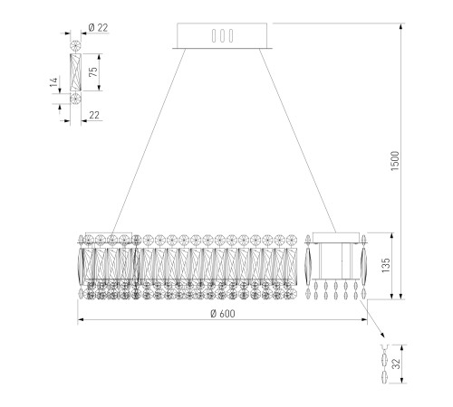 Люстра хрустальная светодиодная 101007 LED