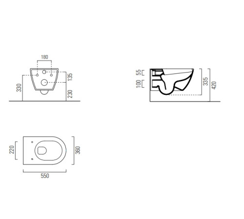 Уценка. Унитаз подвесной безободковый GSI Pura Swirlflush 550х360 мм черный матовый 881526_УЦ/9