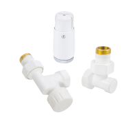 Комплект подключения радиатора Schlosser Standard Mini осевой 1/2 белый с термоголовкой Mini Diamant 602200064