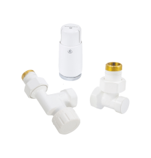 Комплект подключения радиатора Schlosser Standard Mini осевой 1/2 белый с термоголовкой Mini Diamant 602200064
