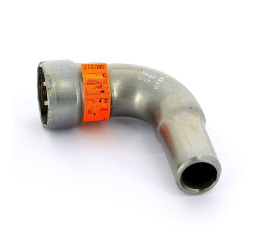 Отвод однораструбный 90° Viega Megapress пресс оцинкованная сталь 1/2 694630