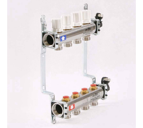 Коллекторная группа из нержавеющей стали Uni-Fitt 315S с регулировочными и термостатическими вентилями 1 x 3/4 EK 4 выхода 451I4304
