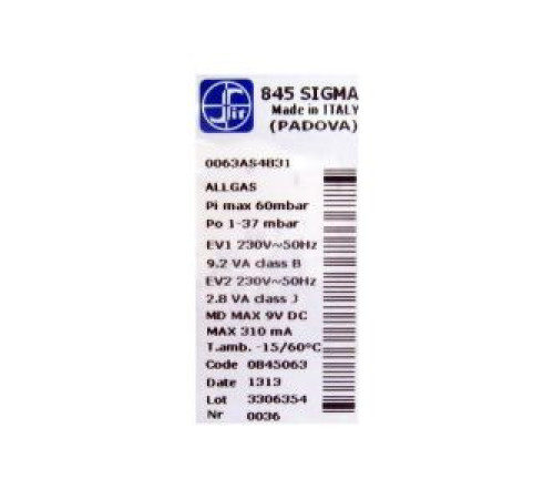 Газовый клапан Baxi SIT 845063 SIGMA JJJ 5658830