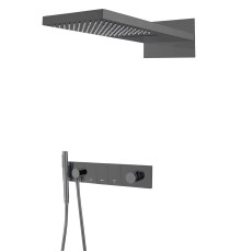 Душевой комплект со смесителем Boheme Zodiac трехпозиционный глянцевая оружейная сталь 132-SGM