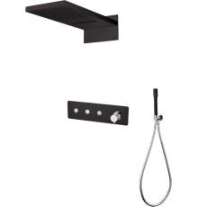 Душевой комплект встраиваемый Boheme Fusion смеситель верхний и ручной душ черный/хром 130-BCR