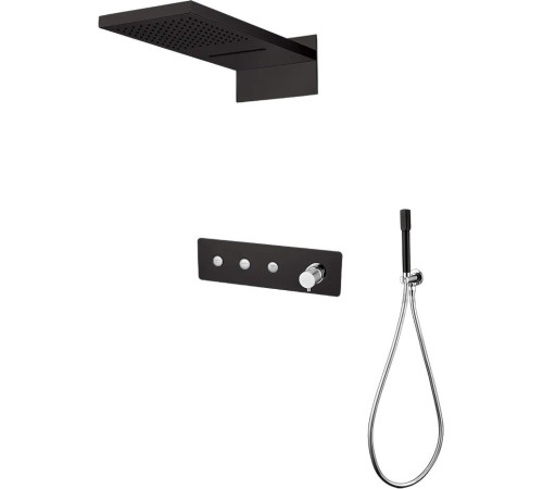 Душевой комплект встраиваемый Boheme Fusion смеситель верхний и ручной душ черный/хром 130-BCR