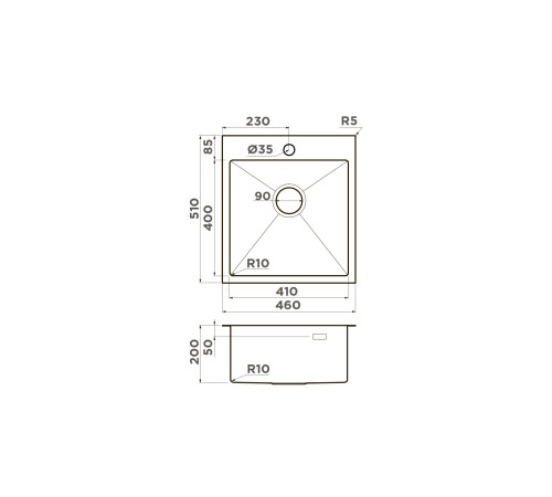 Кухонная мойка Omoikiri Akisame 46-GB нержавеющая сталь 46x51 см графит 4997012