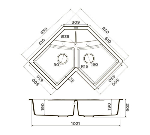 Кухонная мойка Omoikiri Sumi 83C-WH Tetogranit 102.1x83 см белый 4997174