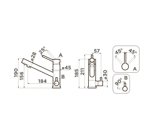 Смеситель для кухни под фильтр Omoikiri Tonami-GB графит 4994360