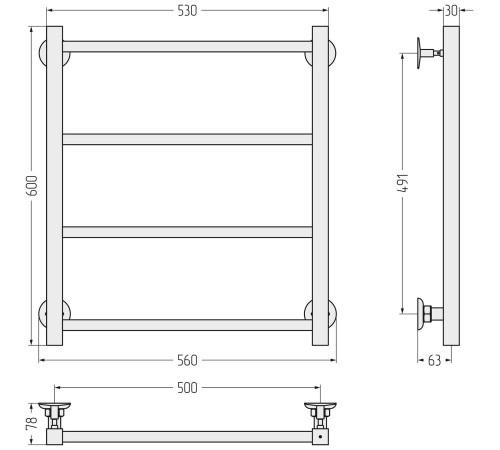 Полотенцесушитель водяной Стилье Версия-КН 56x60 см белый 30640-6050