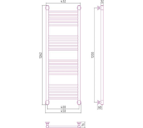 Полотенцесушитель водяной Сунержа Богема+ прямая 400x1200 мм без покрытия 00-0220-1240