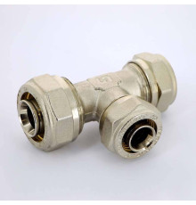 Тройник обжимной никелированный Uni-Fitt 26х20х20 мм 666N8770