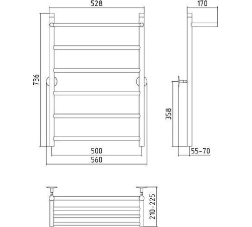 Полотенцесушитель водяной Стилье Универсал-54 56x73.6 см без покрытия 00654-8050