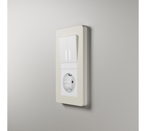 Рамка из поликарбоната на 2 поста Split айвори/белый, soft-touch W0023066