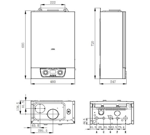 Котел газовый настенный Mizudo M32T 32 кВт двухконтурный БП-00002182