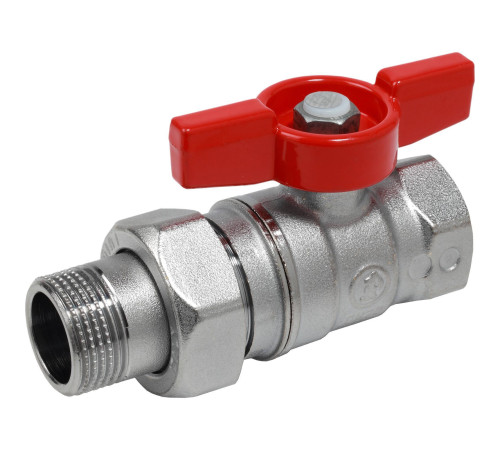 Кран шаровой Giacomini R259 1 с накидной гайкой красная бабочка R259X007