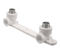 Угольник комбинированный двойной Thermolight PP-R 20 мм x 1/2 НР с креплением белый TL3405